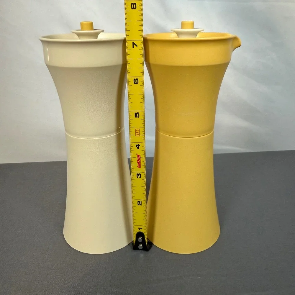 Tupperware‎ Oil And Vinegar Cruet Salad Dressing Set Cream Yellow Vintage
